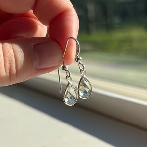 Elegant Silver and Green Quartz Teardrop Earrings